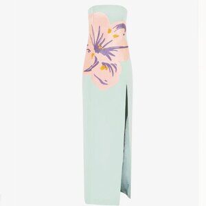 Leo Lin Clemence Embroidered Split Maxi Dress (Size US 4)